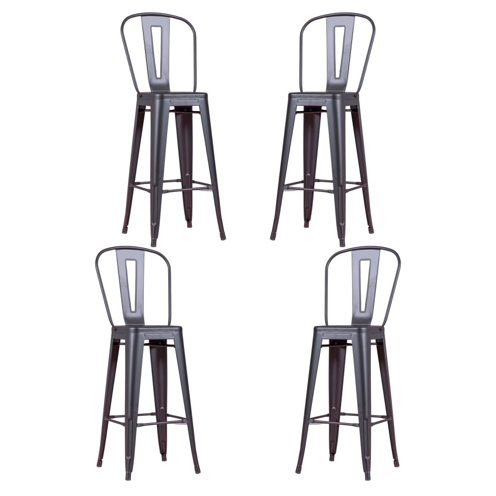 PACK 4 TABURETES BISTRO MATT HIGHBACK