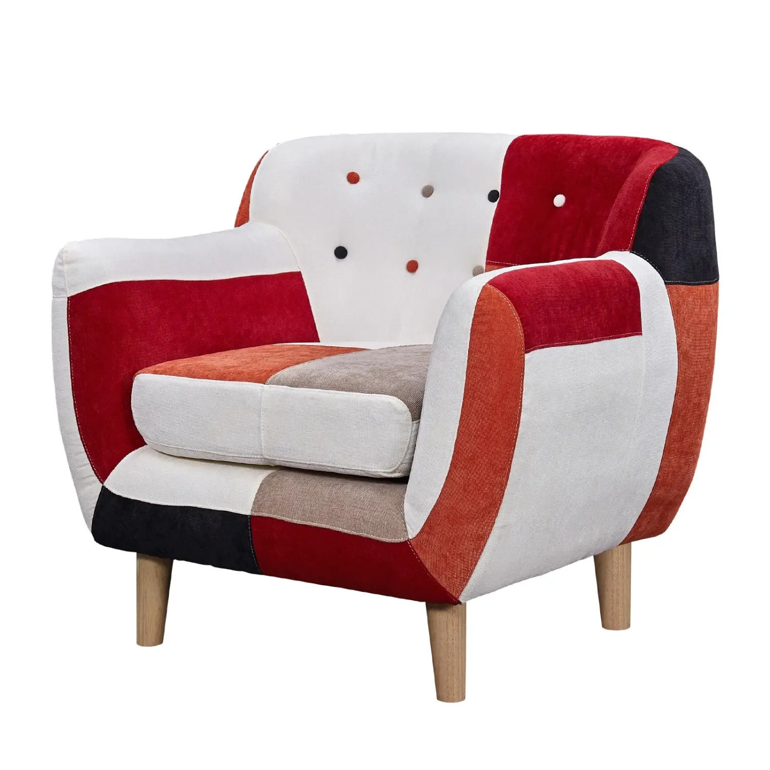 Skandynawska sofa z patchworkową tapicerką