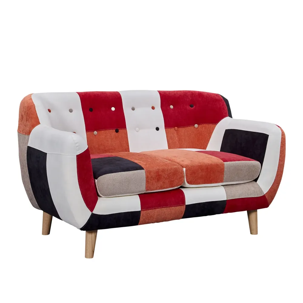 Patchwork upholstered 2-seater sofa scandinavian 