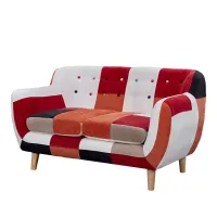 Patchwork upholstered 2-seater sofa scandinavian 