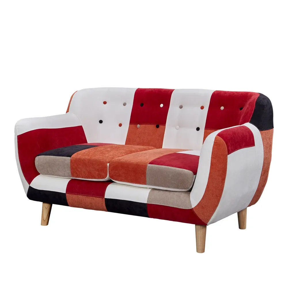 Patchwork upholstered 2-seater sofa scandinavian 