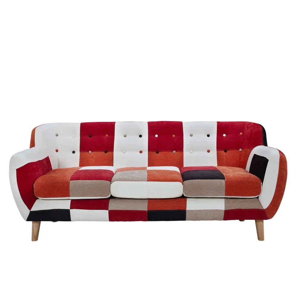 3 seater sofa upholstered in patchwork