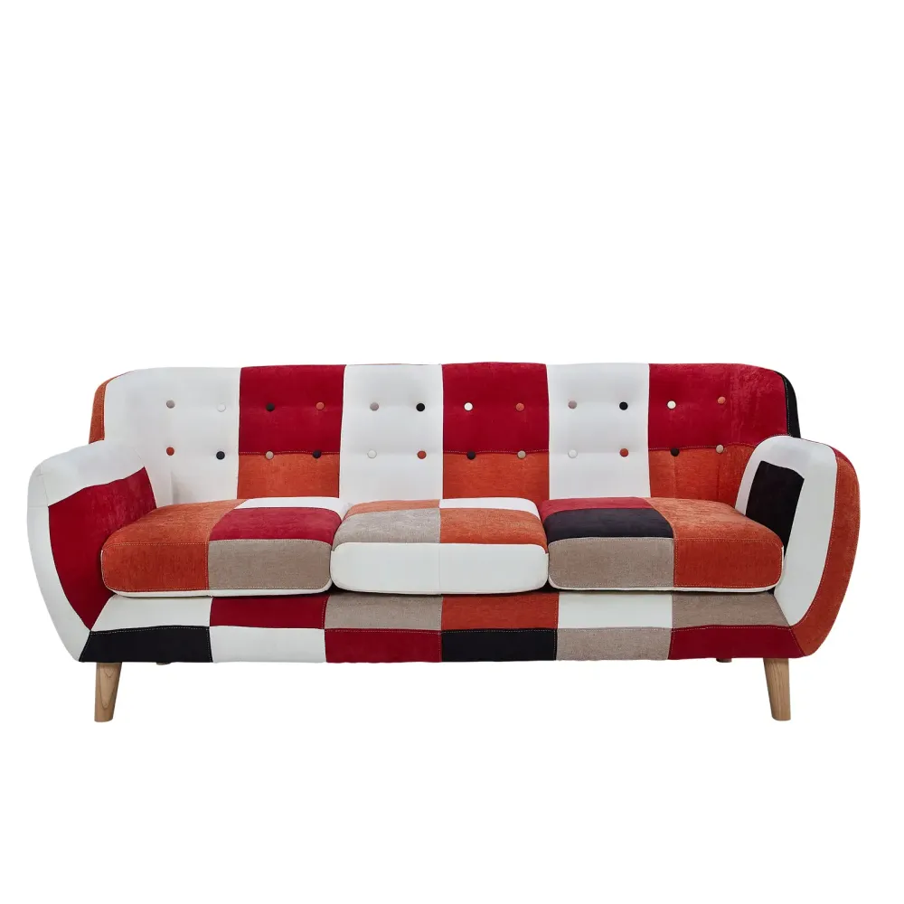 3 seater sofa upholstered in patchwork