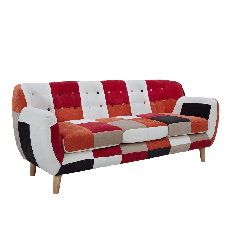 Sofa 3-osobowa z patchworkową tapicerką