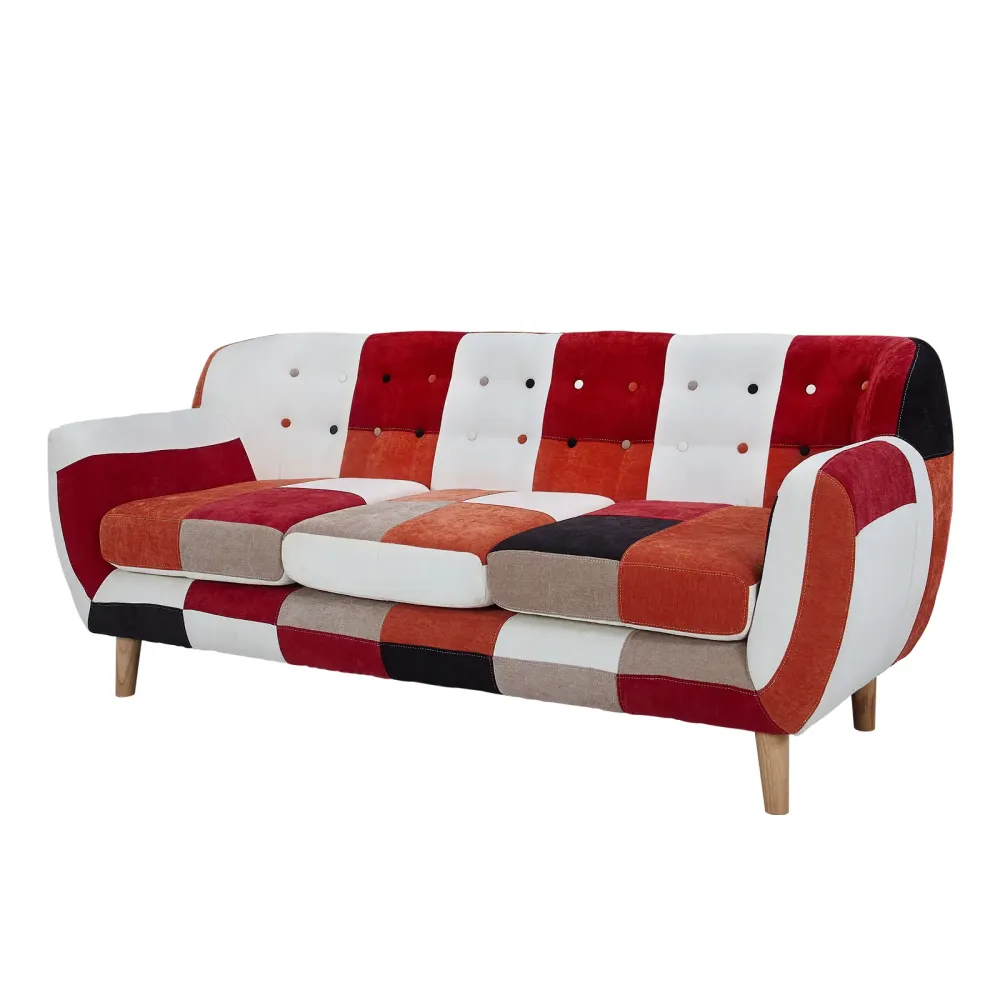 3 seater sofa upholstered in patchwork