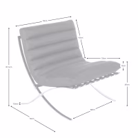 Image with the measurements of the design armchair Madrid