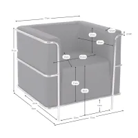 Sofá moderno Torino de 1 lugar em couro e aço cromado - Mueble Design