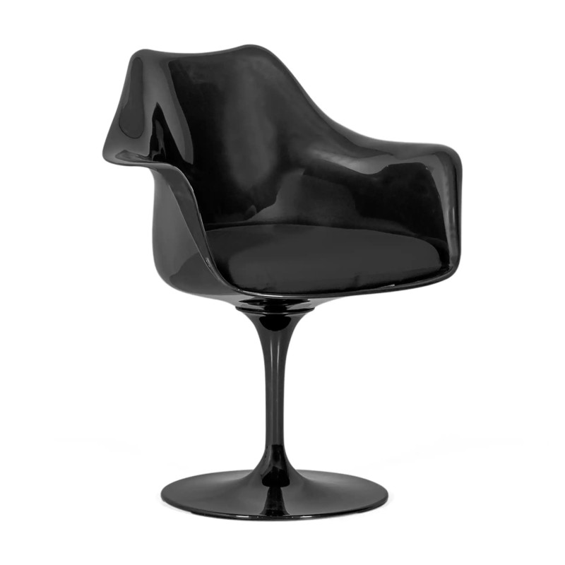 Židle Lotus Arms All Black s bavlněným polštářem FURNMOD - 1