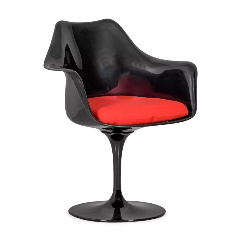 Lotus Arms Chair All Black with cotton cushion FURNMOD - 20