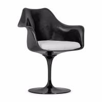 Cadeira Lotus Arms All Black com almofada de algodão FURNMOD - 35