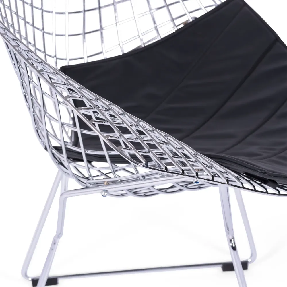 Replica Diamond chair in chromed steel and leatherette cushion - Bertoia Collection