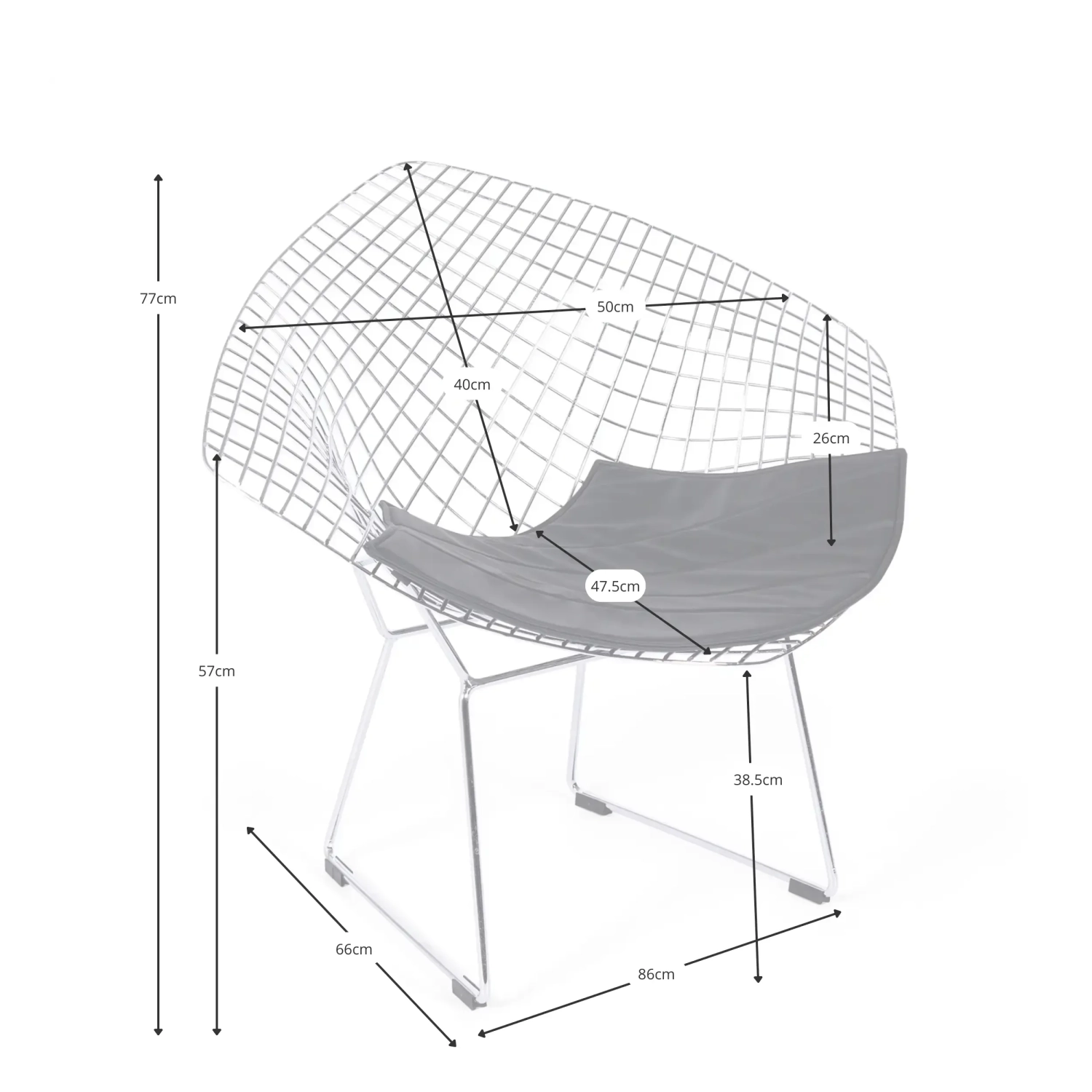 Diamond Design fauteuil in verchroomd staal FURNMOD - 26