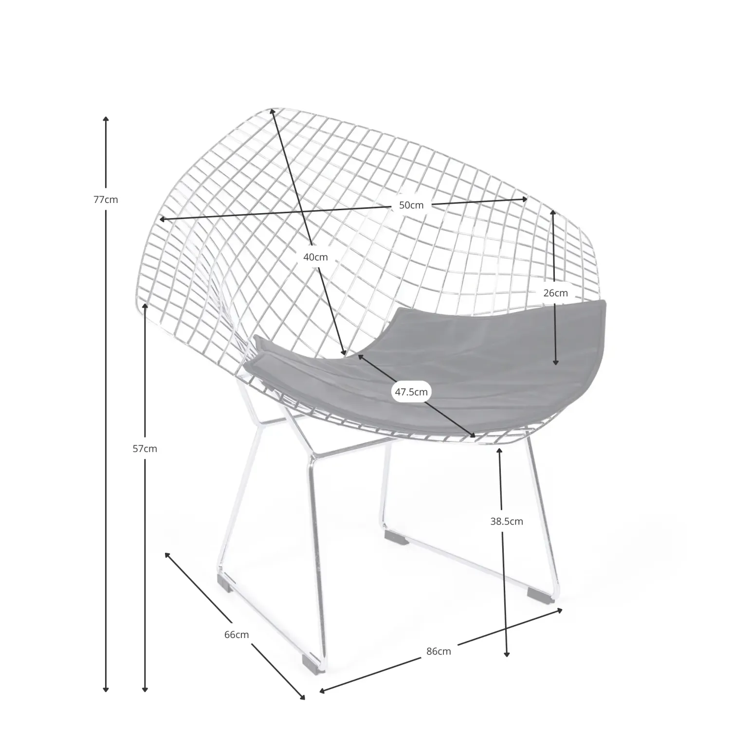 Sillón de diseño en acero cromado Diamond FURNMOD - 26