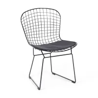 Bertoia Chair Inspiration in Black Steel - Industrial Design Chair
