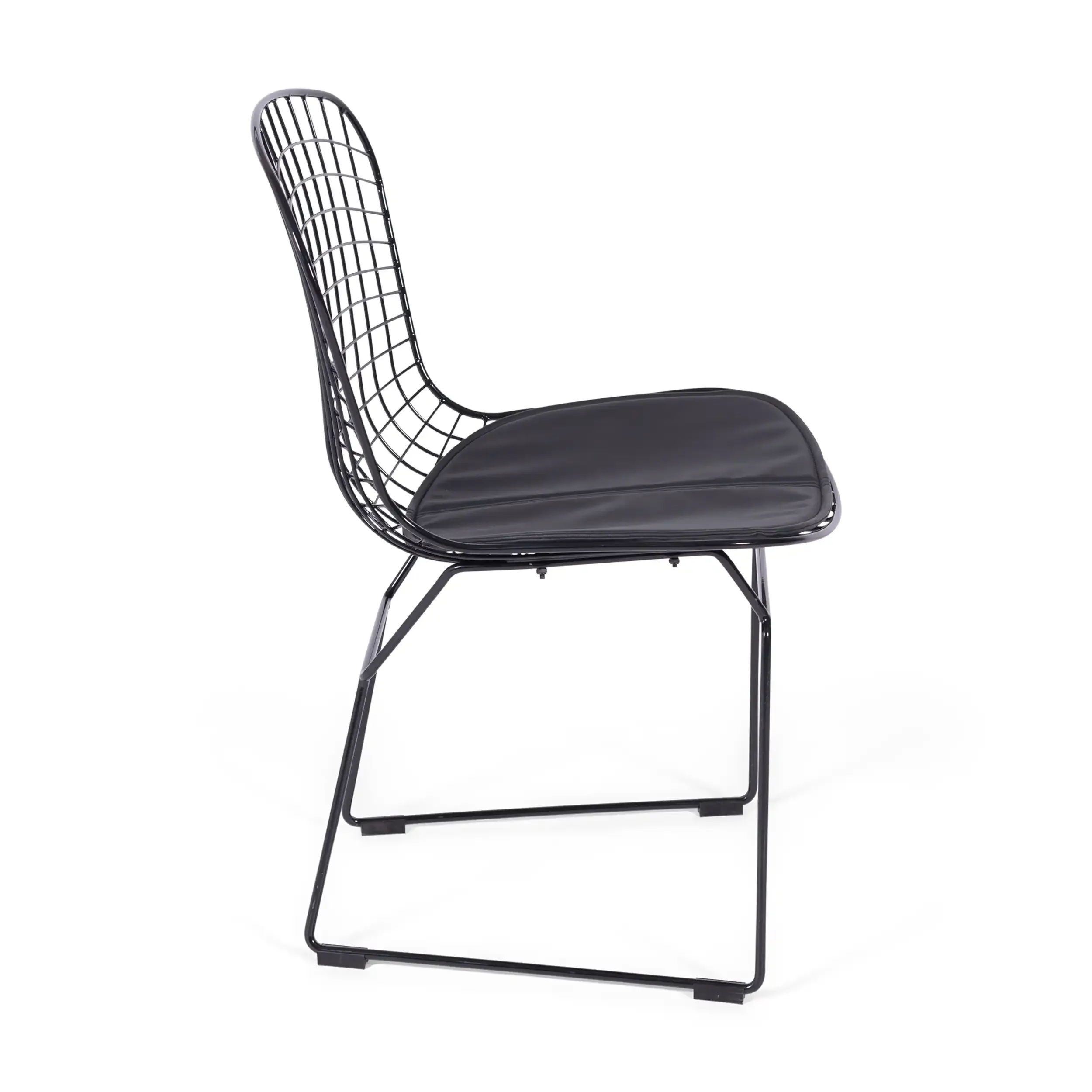 Bertoia Chair Inspiration in Black Steel - Industrial Design Chair