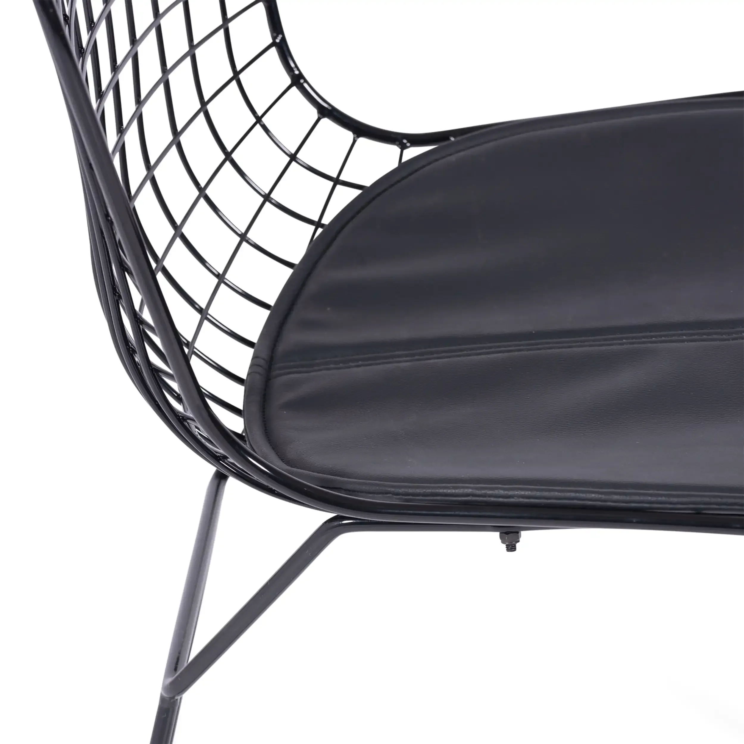 Bertoia Chair Inspiration in Black Steel - Industrial Design Chair