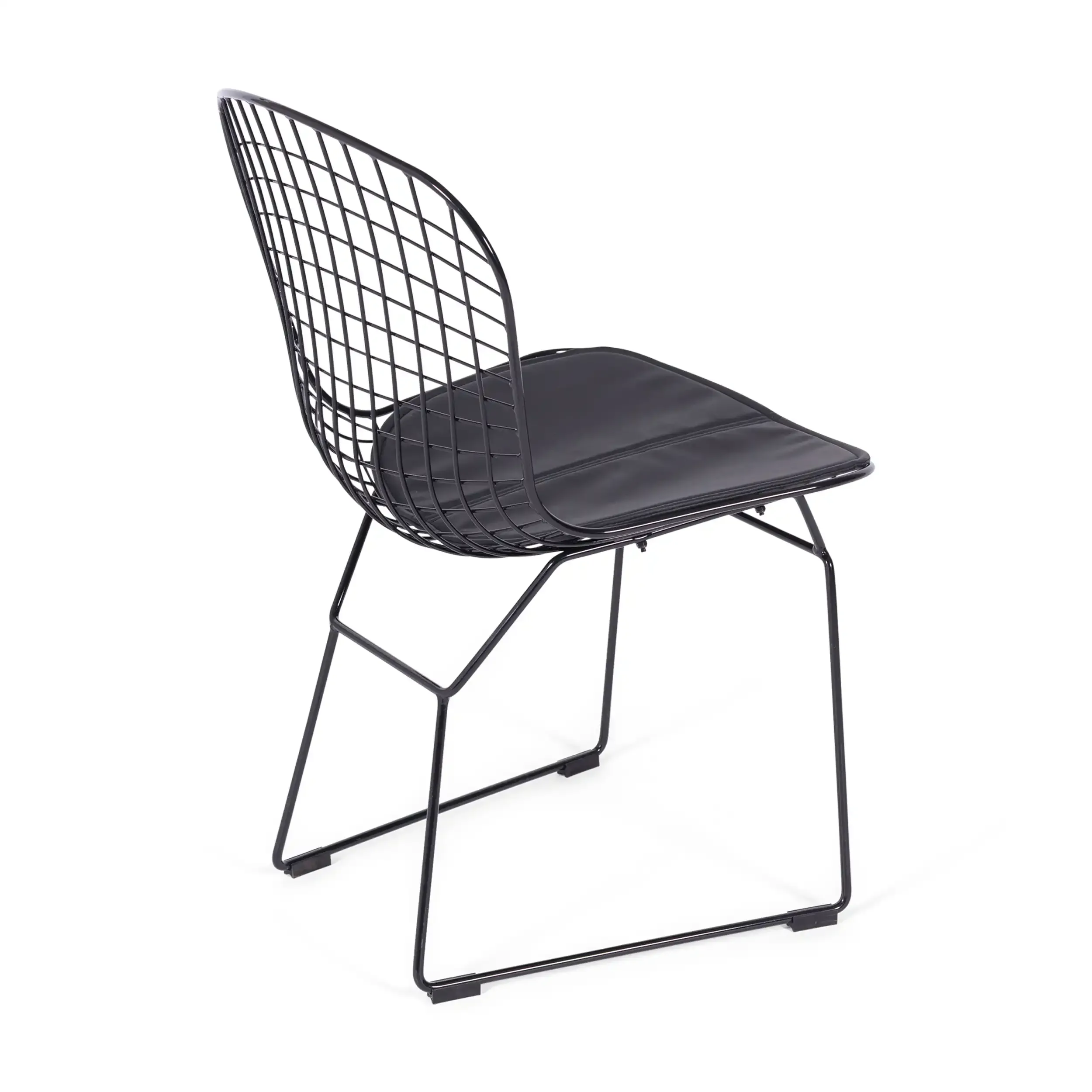 Bertoia Chair Inspiration in Black Steel - Industrial Design Chair