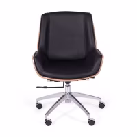 Silla de oficina de piel italiana y madera de nogal Nordic Nest Dream - 3