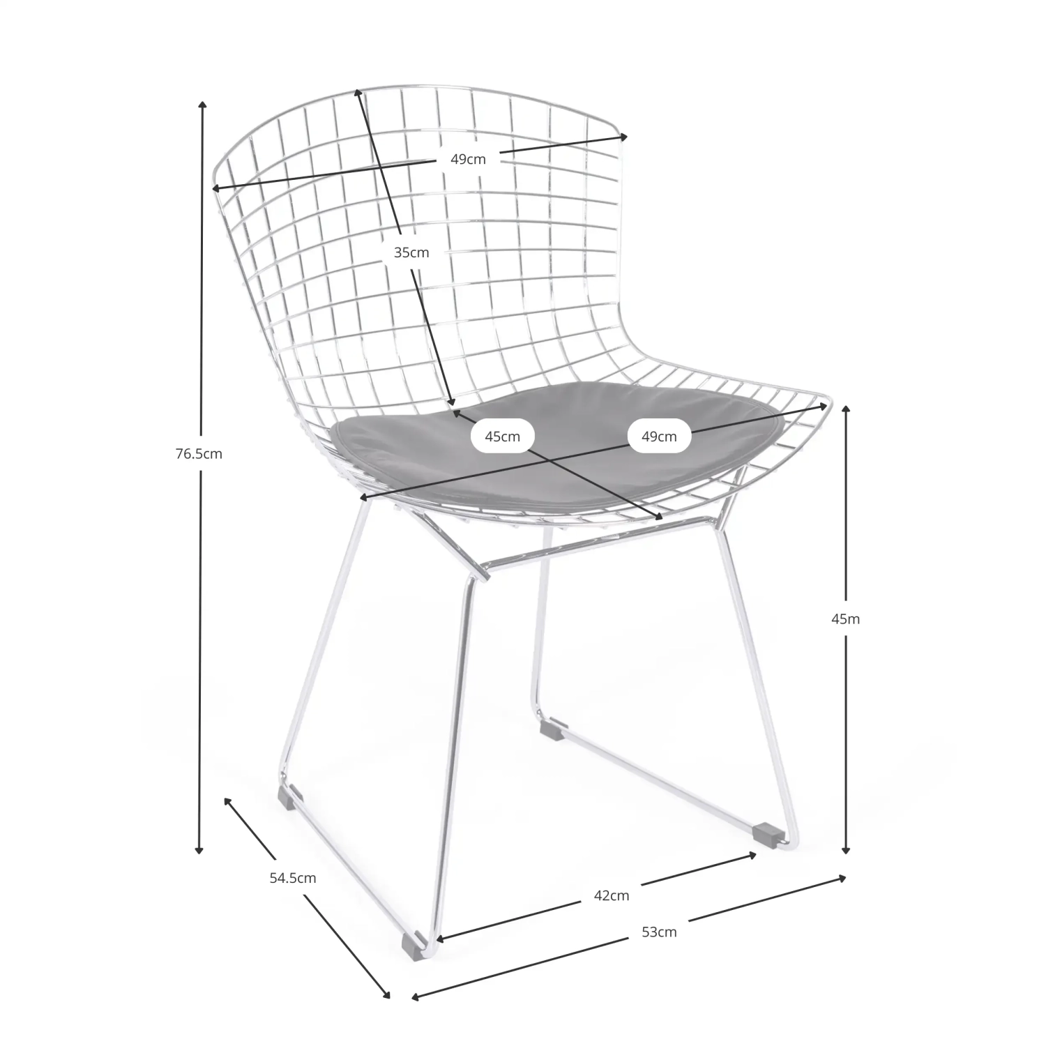 Cadeira Replica Bertoia em Aço Preto - Cadeiras de Metal - MuebleDesign