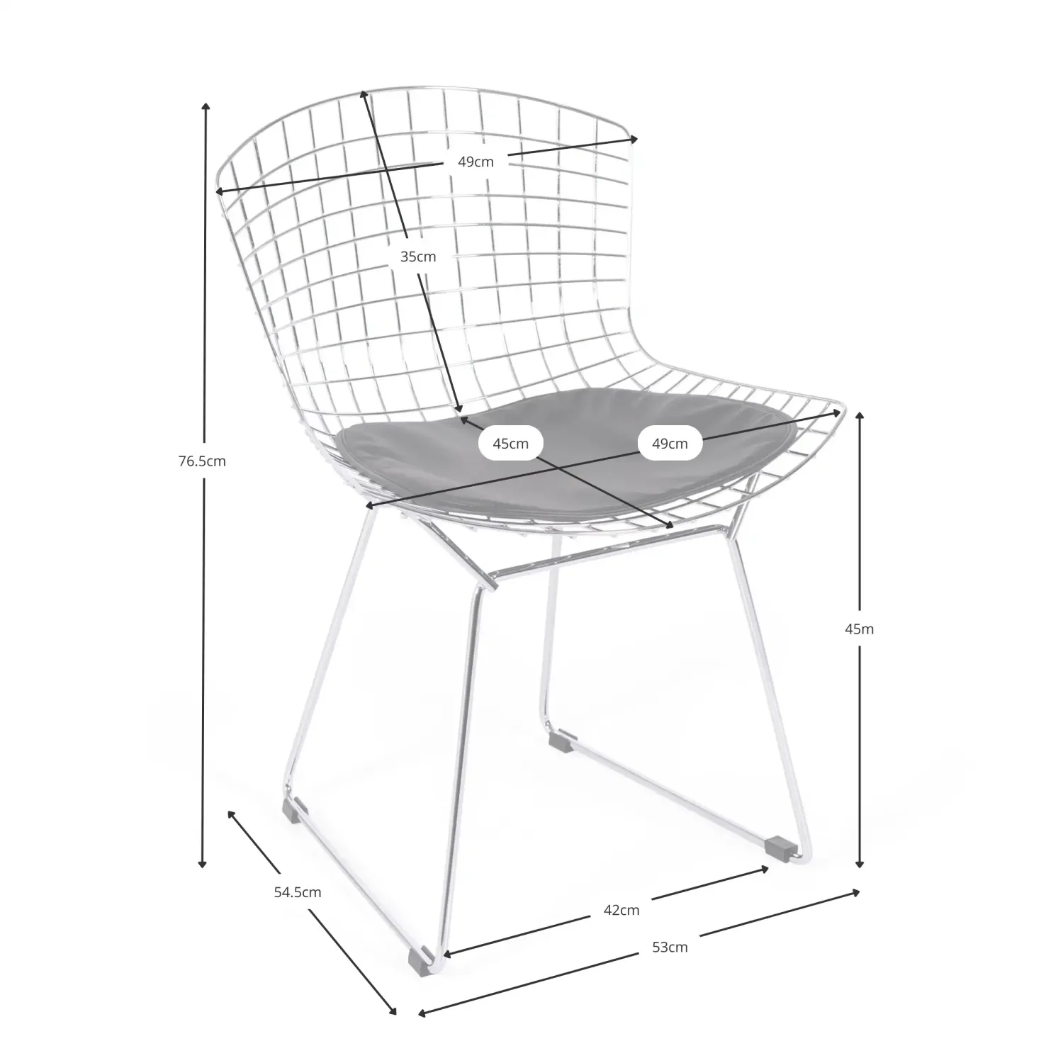 Réplica Silla Bertoia en Acero Negro - Sillas Metálicas - MuebleDesign