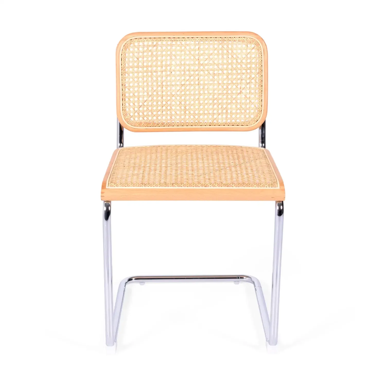 Silla Cesca económica en acero, haya y ratán 🪑  | Mueble Design