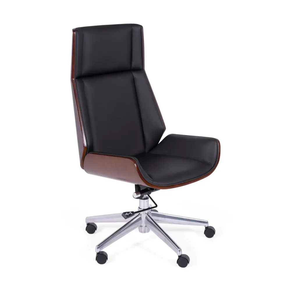 Silla de oficina Nordic Highback en nogal y polipiel - Mueble Deseign