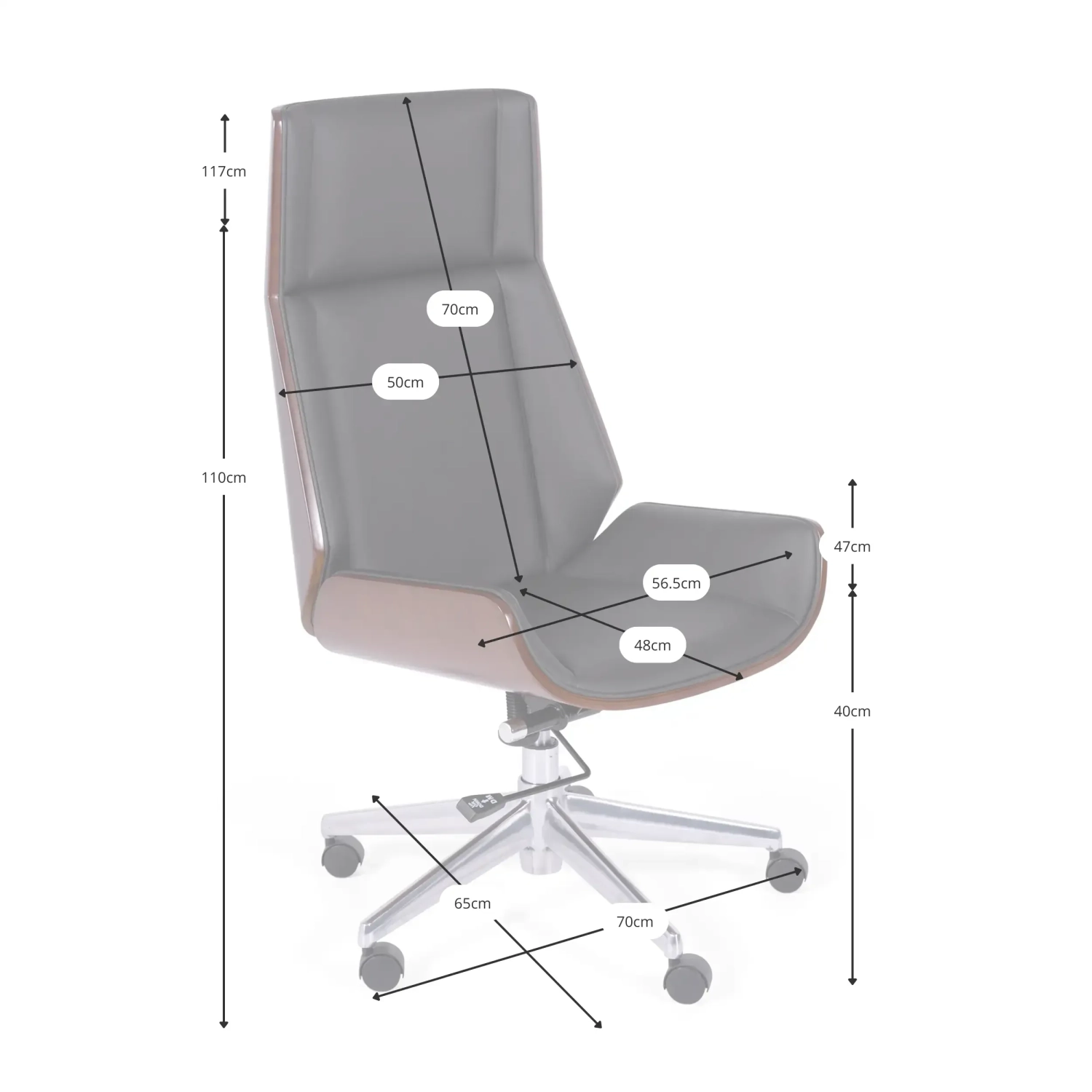 Chaise de bureau Nordic Highback en noyer et similicuir-Meubles Concept