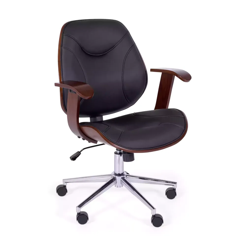 Cambridge office chair in maple wood-Leatherette chairs-Mueble design
