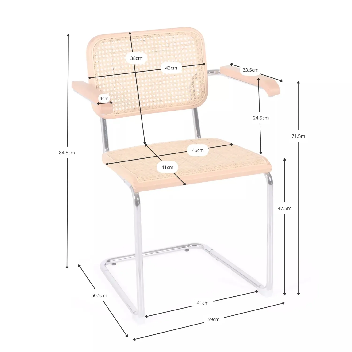 Silla Cesca con reposabrazos - Sillas de ratán - Mueble Design