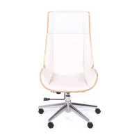 Nordic Highback office chair in maple and white eco-leather - Mueble Design