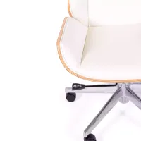 Silla oficina Nordic Highback en arce y polipiel blanca - Mueble Design