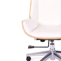Nordic Highback office chair in maple and white eco-leather - Mueble Design