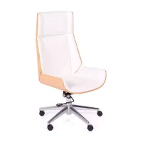 Nordic Highback office chair in maple and white eco-leather - Mueble Design