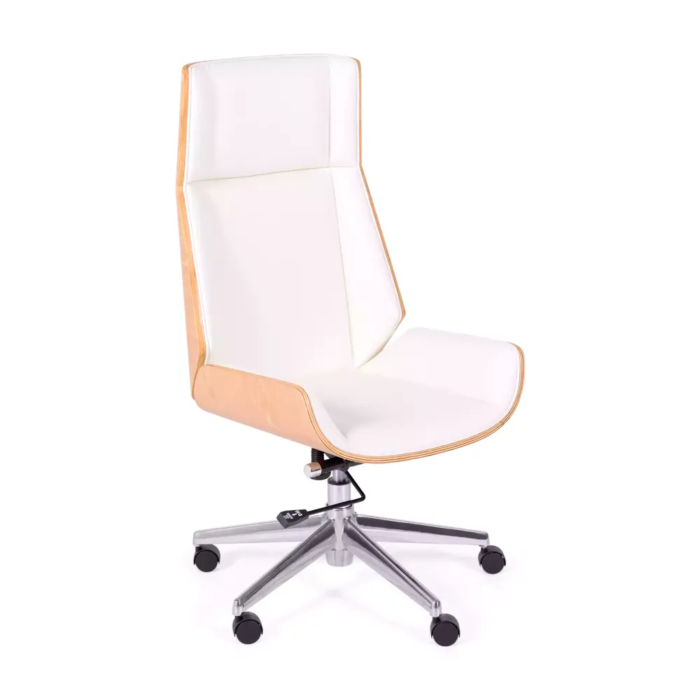 Silla oficina Nordic Highback en arce y polipiel blanca - Mueble Design