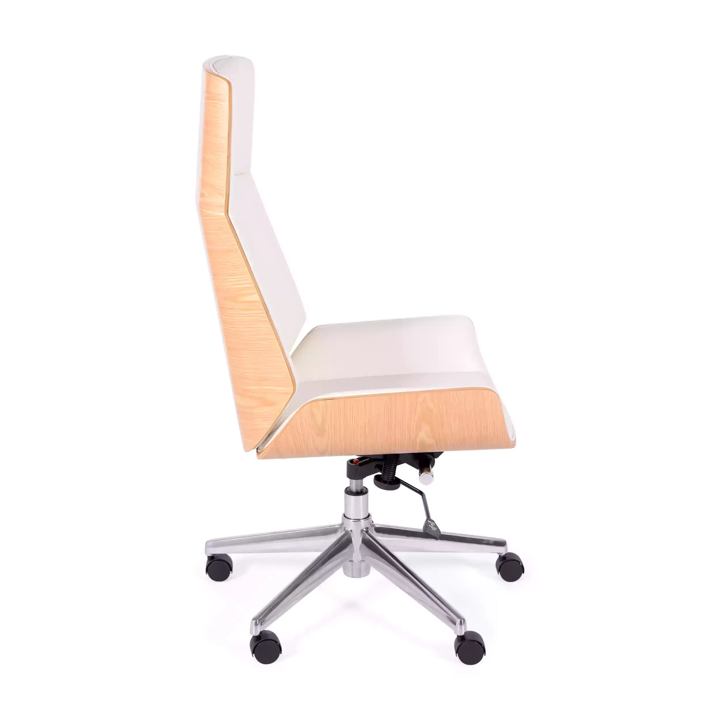Nordic Highback office chair in maple and white eco-leather - Mueble Design