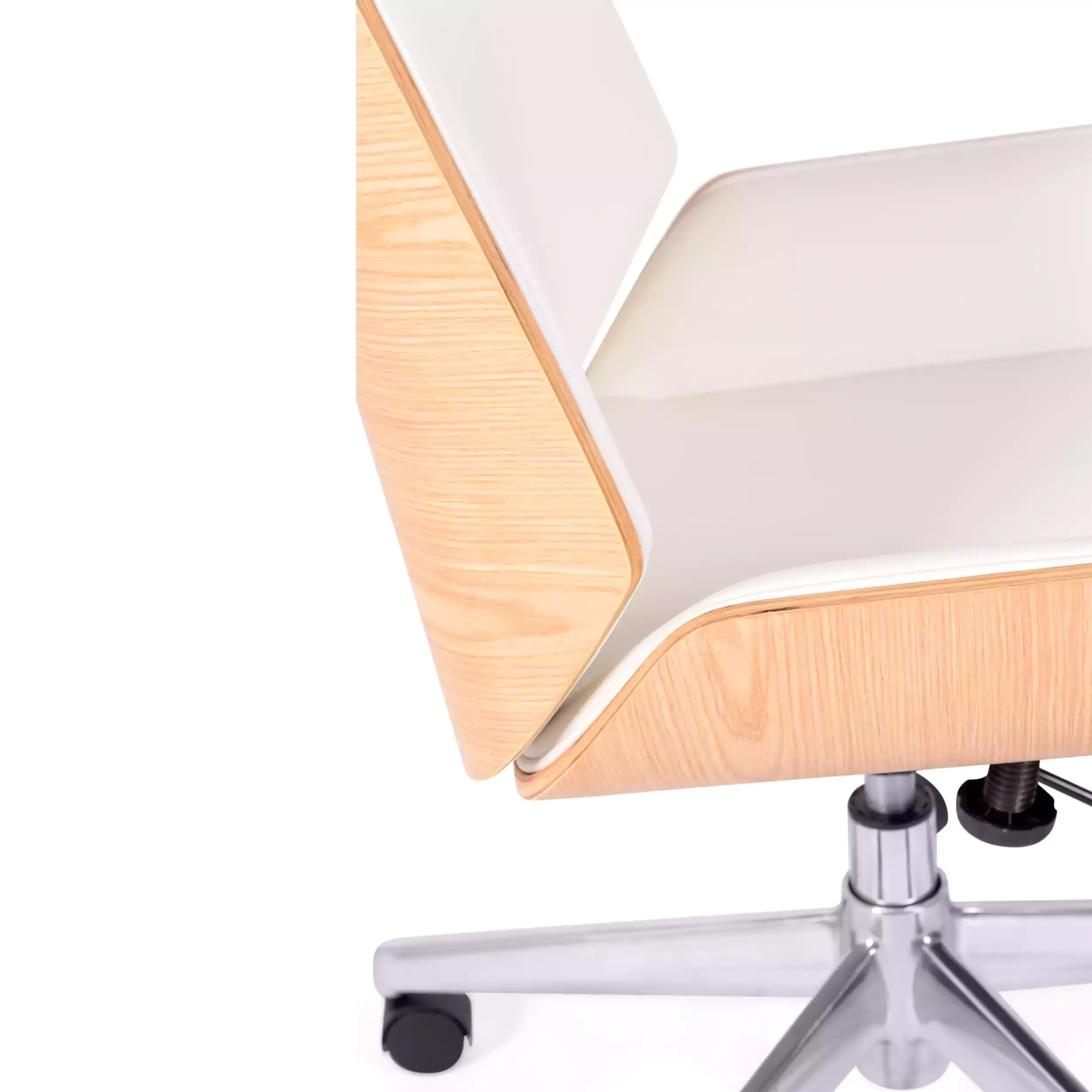 Nordic Highback office chair in maple and white eco-leather - Mueble Design