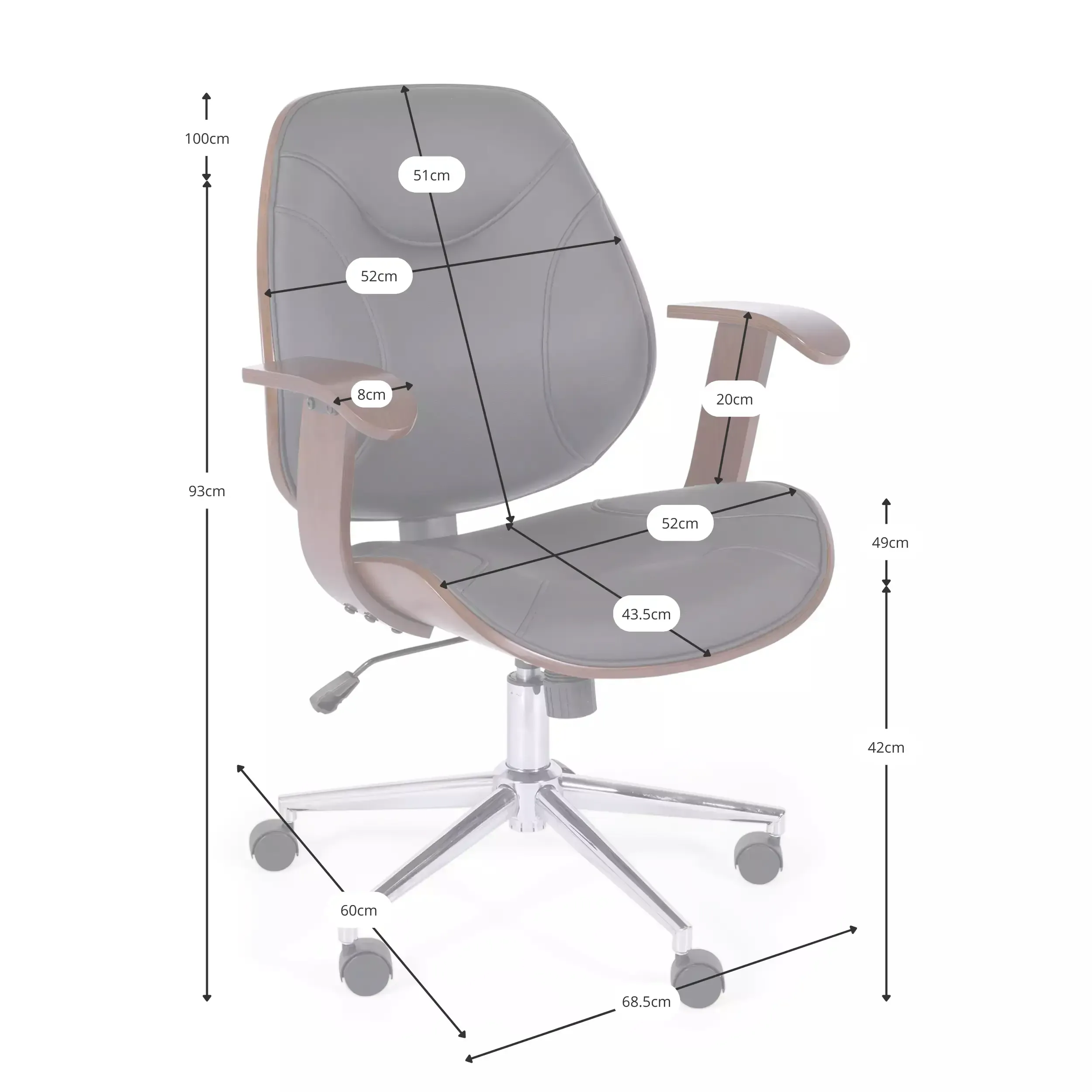 Silla de oficina Cambridge en madera clara - Mueble design