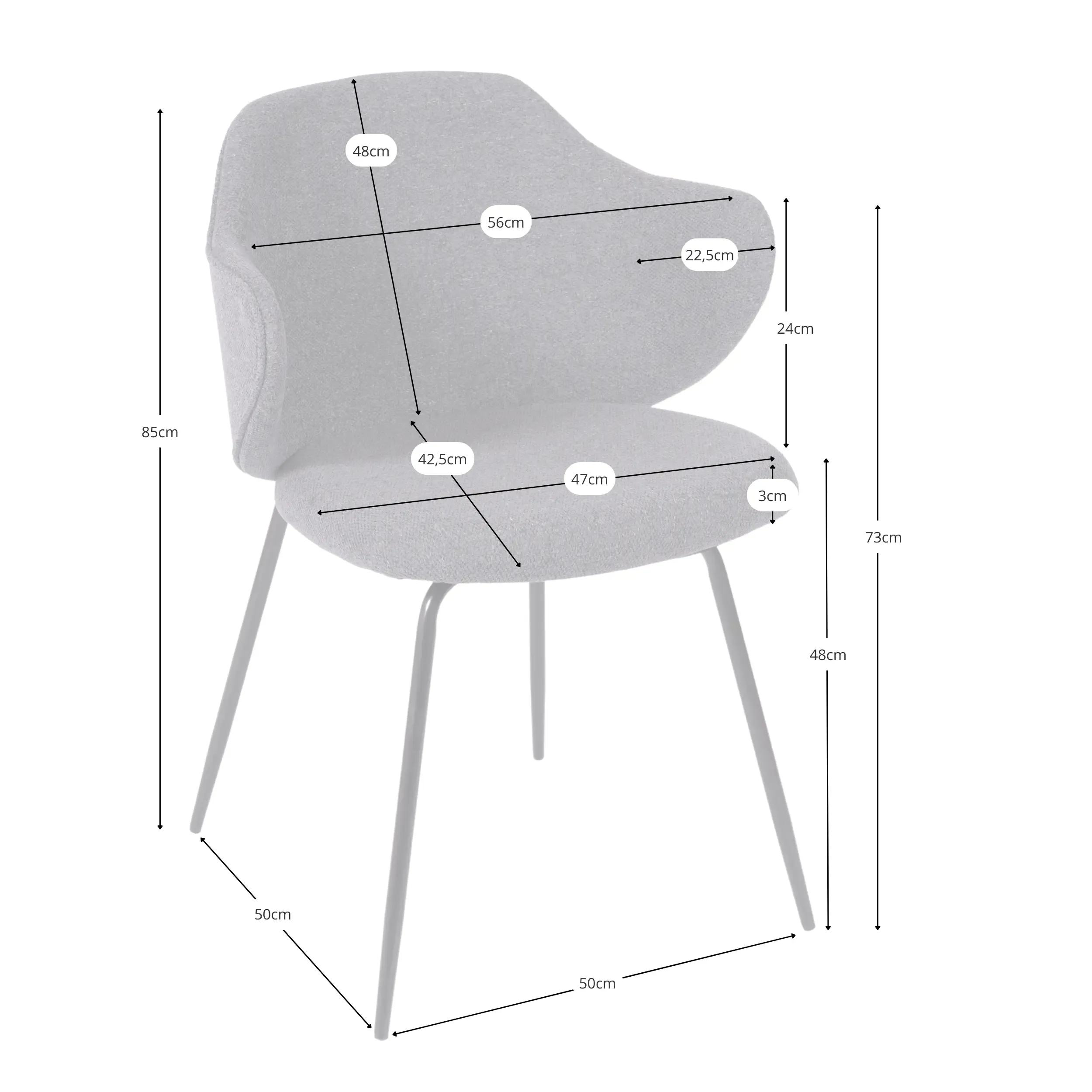 Cadeira de jantar estofada Hope - Cadeiras estofadas - Mueble Design