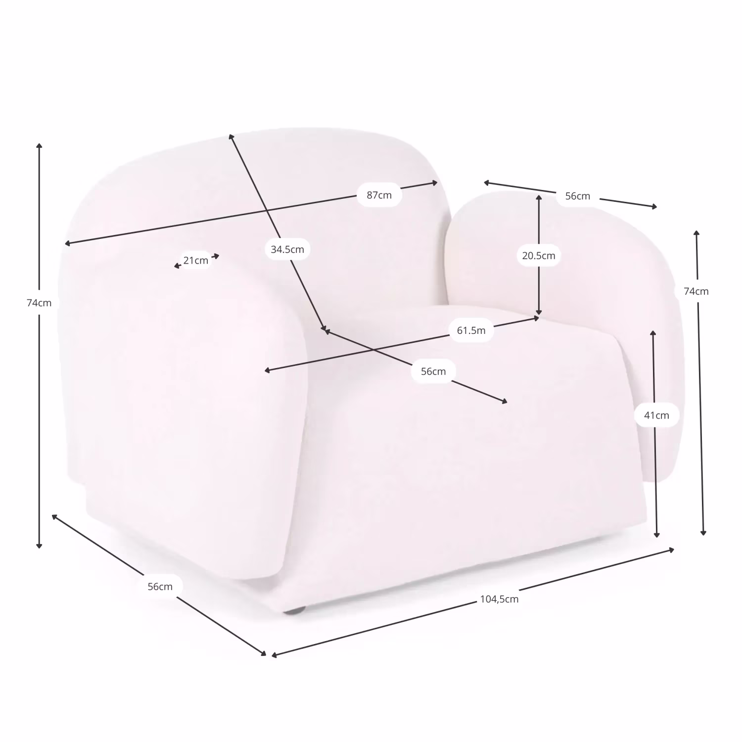 Sillón de diseño de 1 plaza Nest – Diseño envolvente - Mueble Design