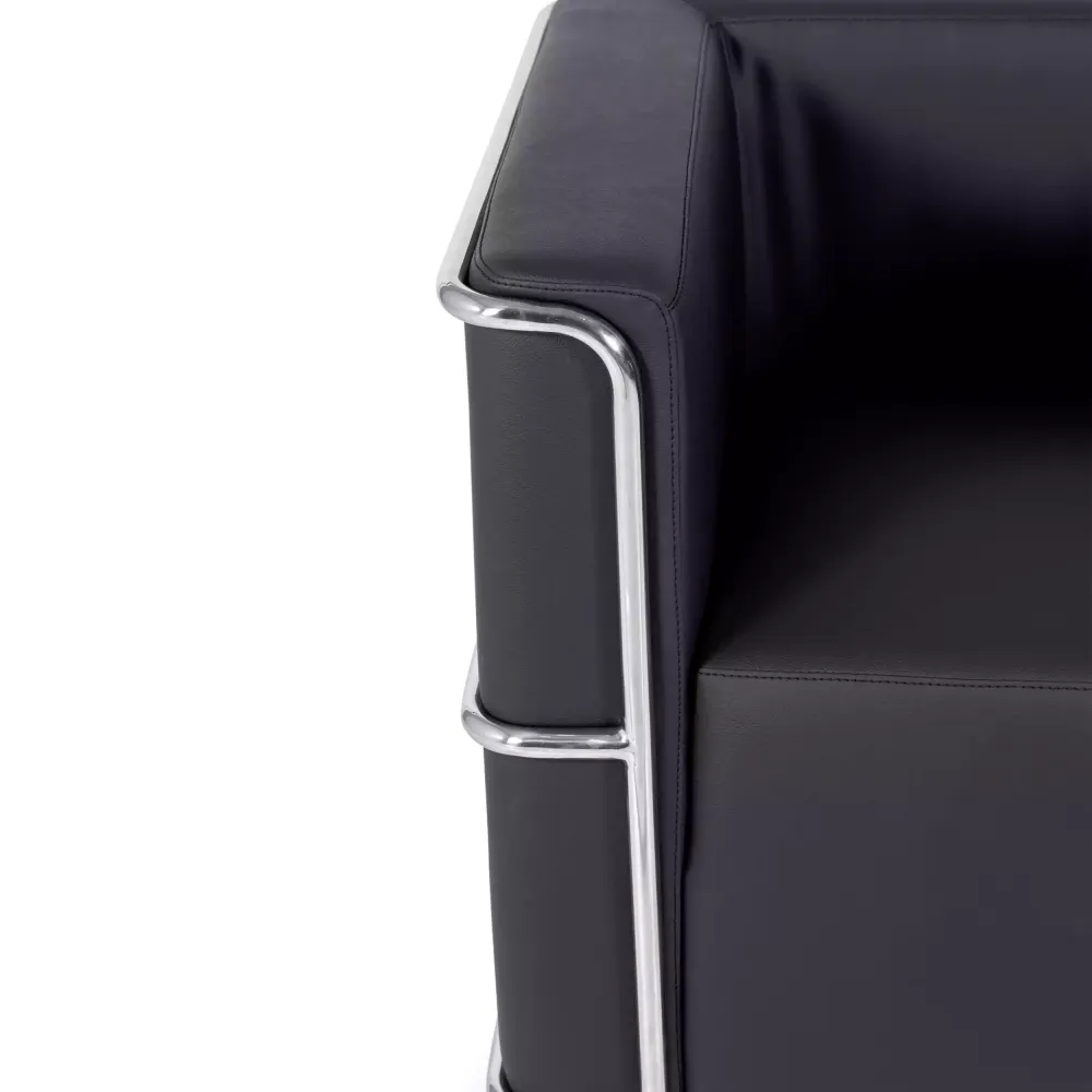 Torino 1 seater modern sofa in leather and chromed steel - Mueble Design