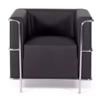 Torino 1 seater modern sofa in leather and chromed steel - Mueble Design