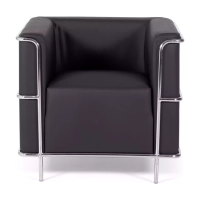 Torino 1-osobowa nowoczesna sofa ze skóry i chromowanej stali - Mobelarium