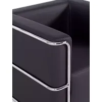 Sofá moderno Torino de 1 lugar em couro e aço cromado - Mueble Design