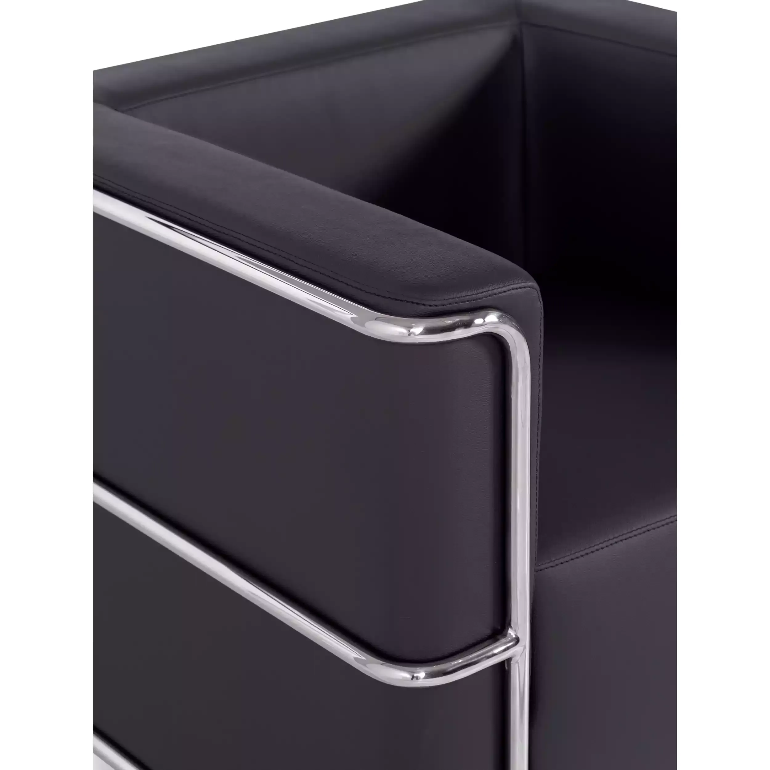 Sofá moderno Torino de 1 lugar em couro e aço cromado - Mueble Design