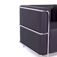Torino 1 zits moderne sofa in leer en verchroomd staal - Mobelarium