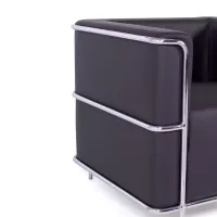 Sofá moderno Torino de 1 lugar em couro e aço cromado - Mueble Design