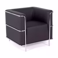 Sofá Torino 1 plaza moderno en piel y acero cromado - Mueble Design