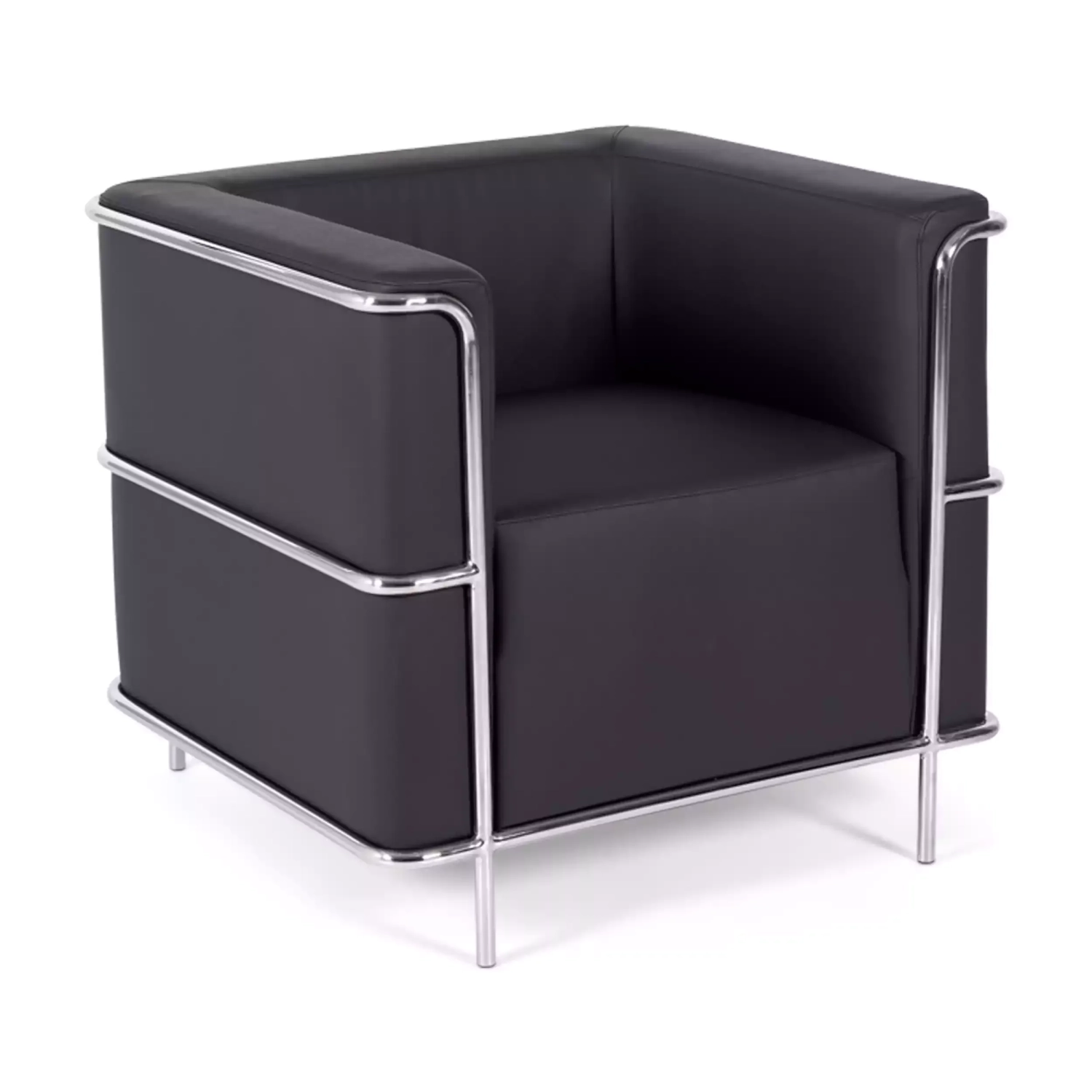 Torino 1 zits moderne sofa in leer en verchroomd staal - Mobelarium