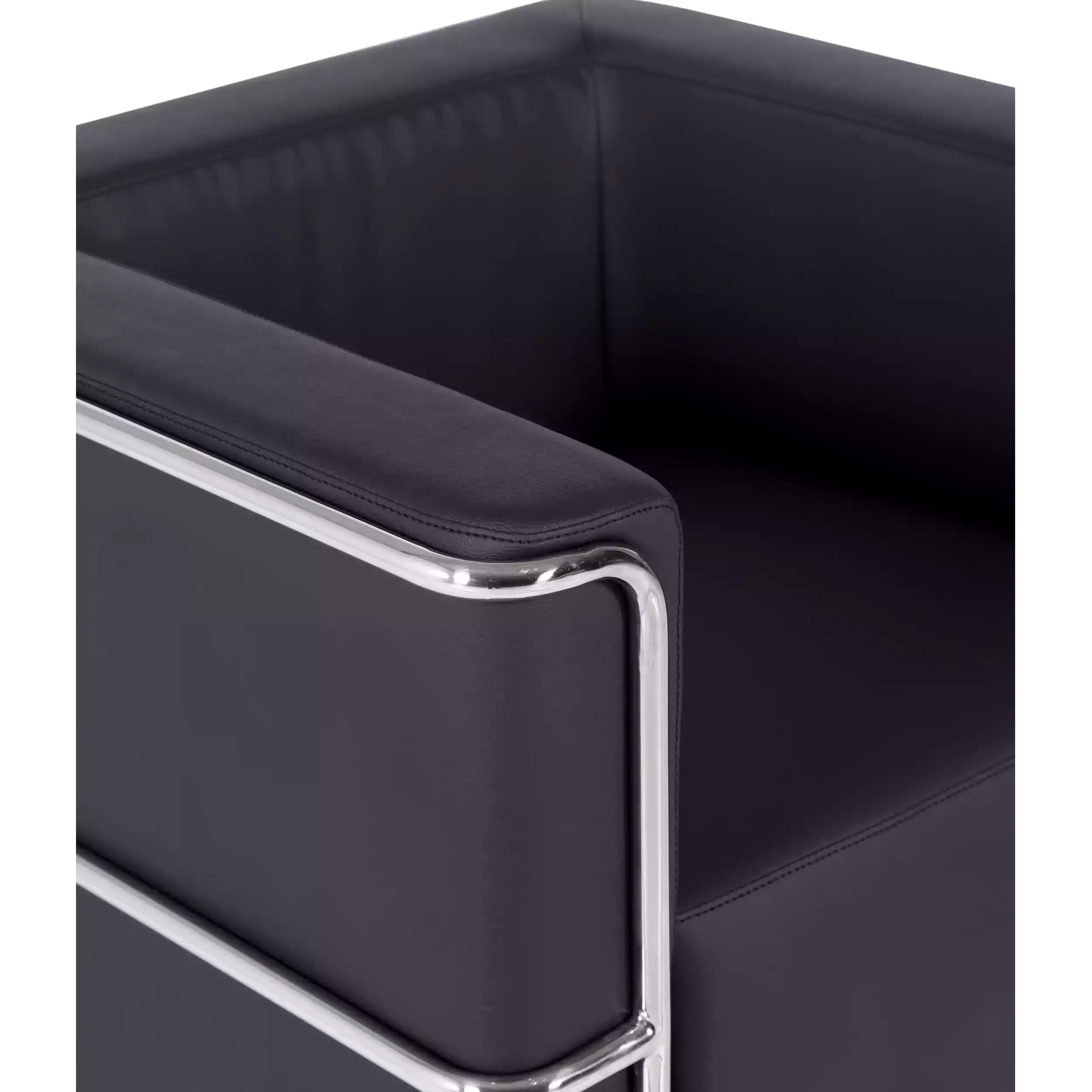 Torino 1 seater modern sofa in leather and chromed steel - Mueble Design