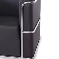 Sofá moderno Torino de 1 lugar em couro e aço cromado - Mueble Design